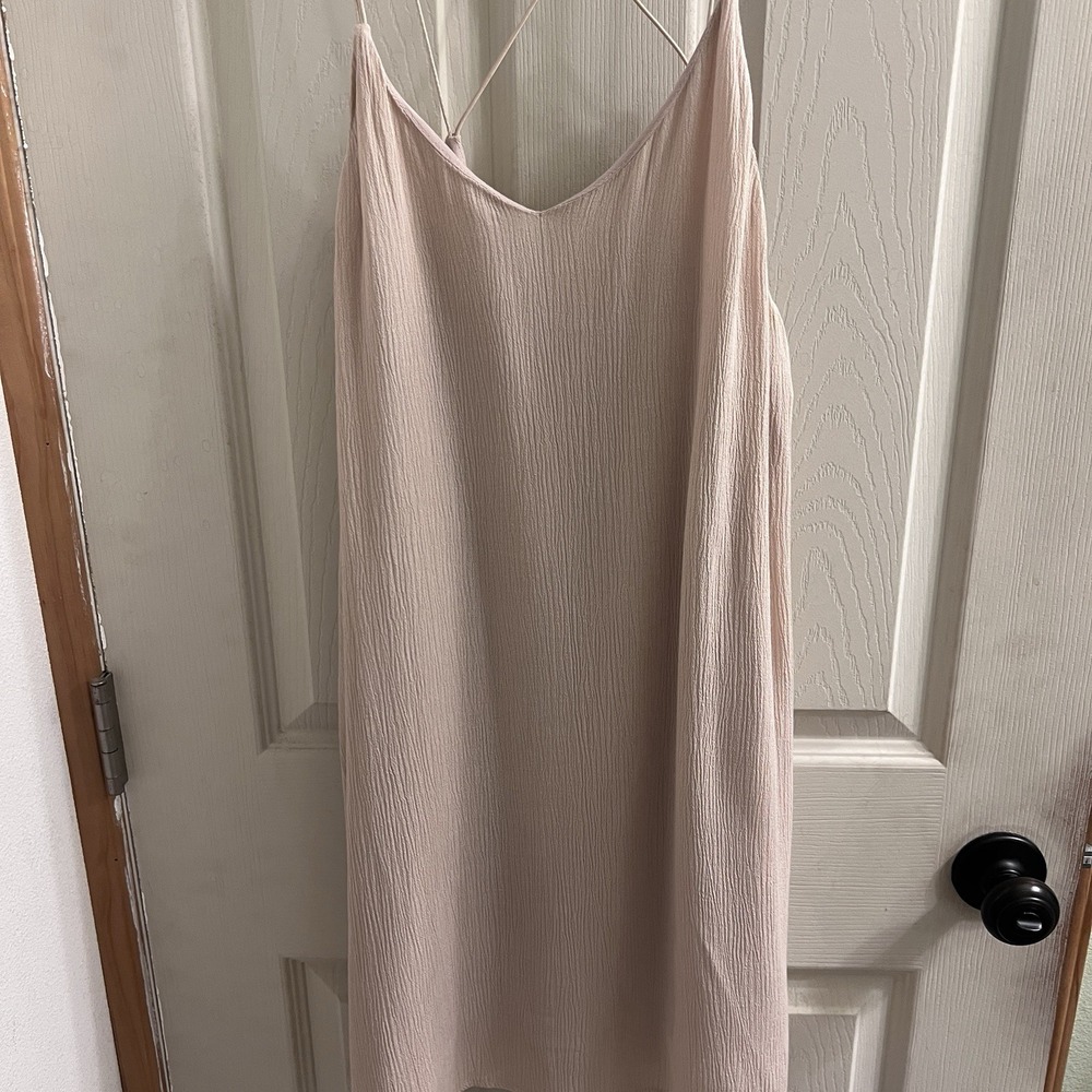 TOBI Beige Crisscross Back Spaghetti Strap Mini Slip Dress S Fairy Whimsy